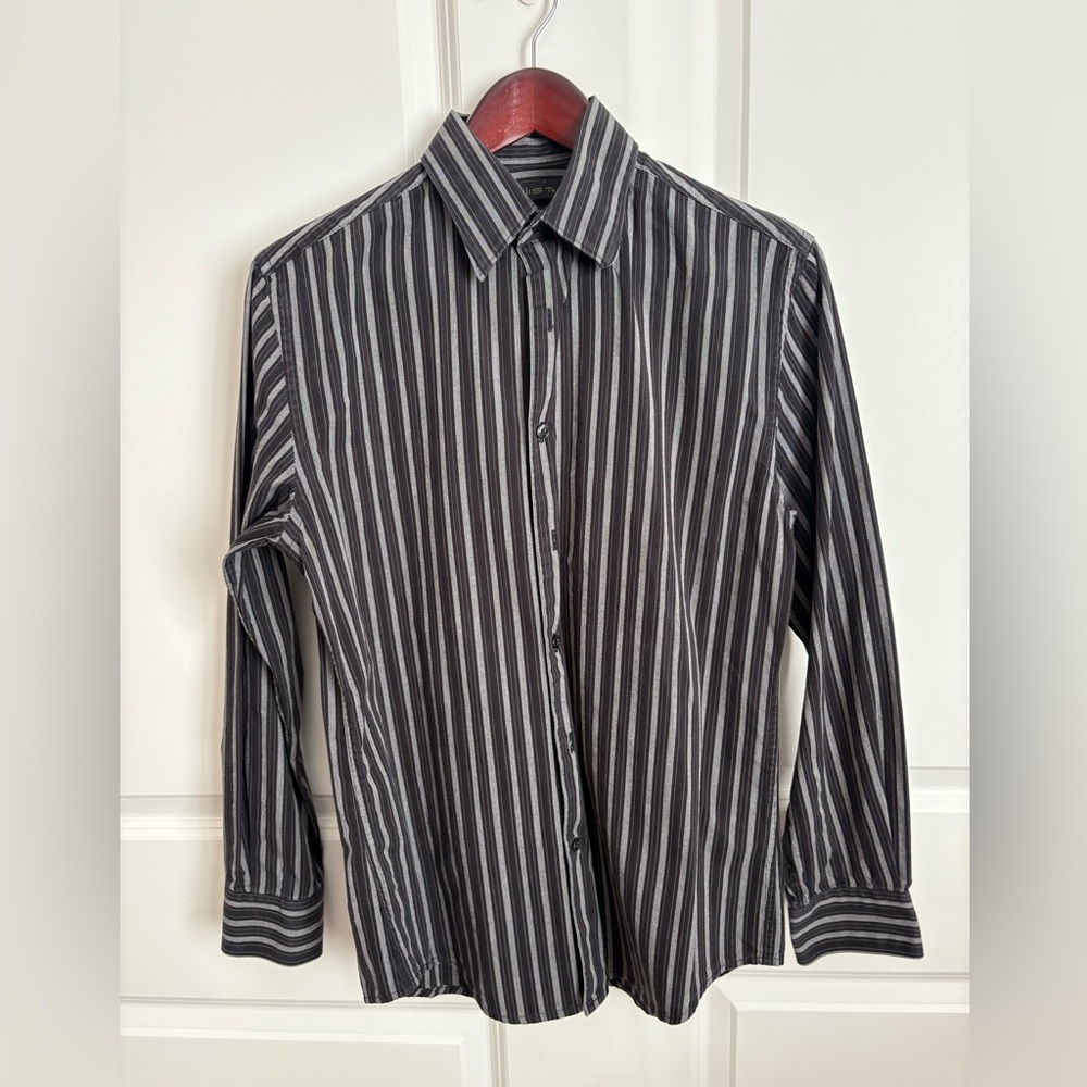 Axist Men's Black and White Striped Shirt